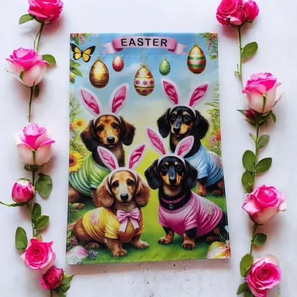 Easter Egg-stravaganza! Dachshund Delight Garden Flag – 12x18 Inches - Picture 2 of 4